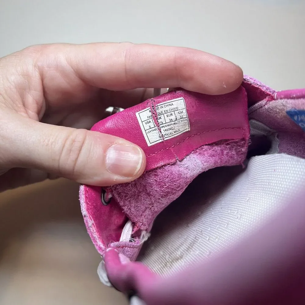 Dark‎ Pink Leather ROCKPORT Top Sider Loafers Girls Size 3 —USED/FADING